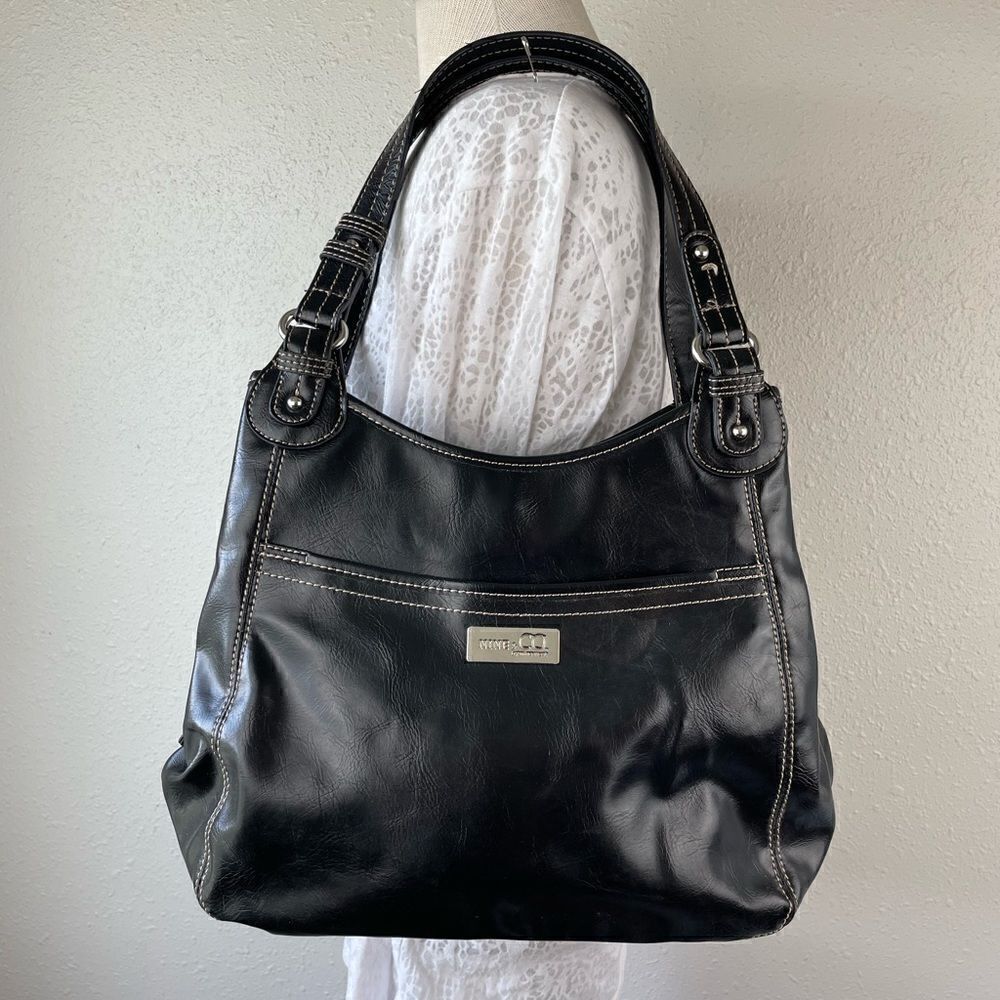 Nine & Co. Black Faux Leather Shoulder Bag EUC